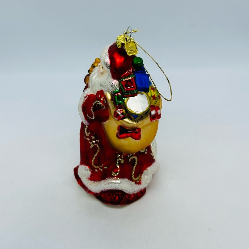Vintage 2002 PartyLite Father Christmas Santa Claus Glass Ornament 6" Tall Bear - Picture 3 of 11